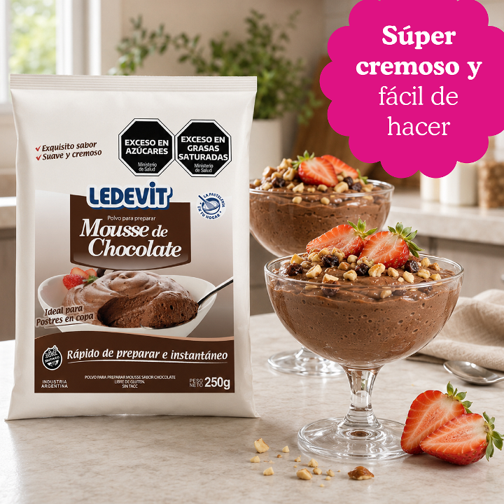 Polvo para preparar Mousse de chocolate Ledevit  x 250g imagen secundaria