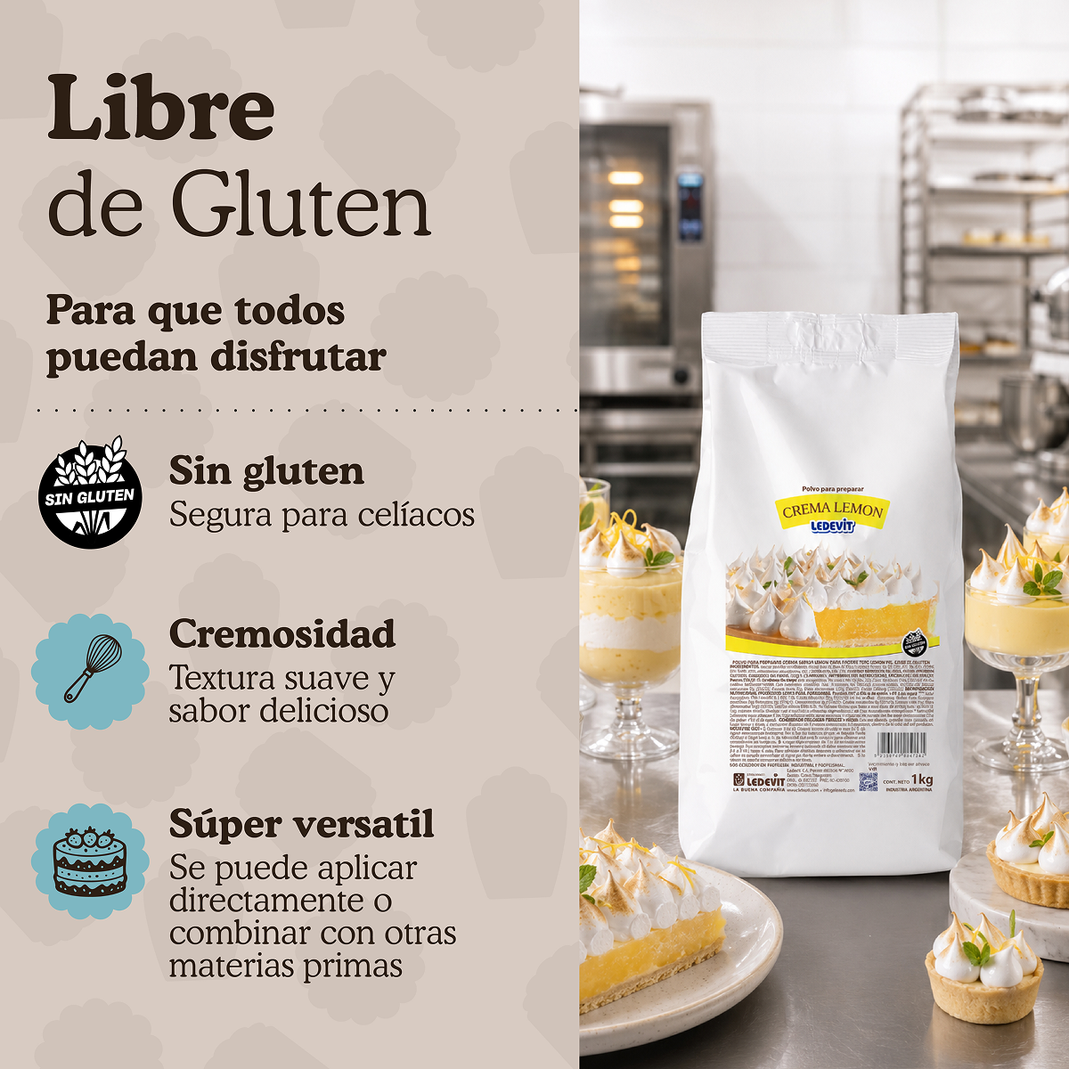 Polvo para preparar Crema Lemon Ledevit x 1Kg imagen 5