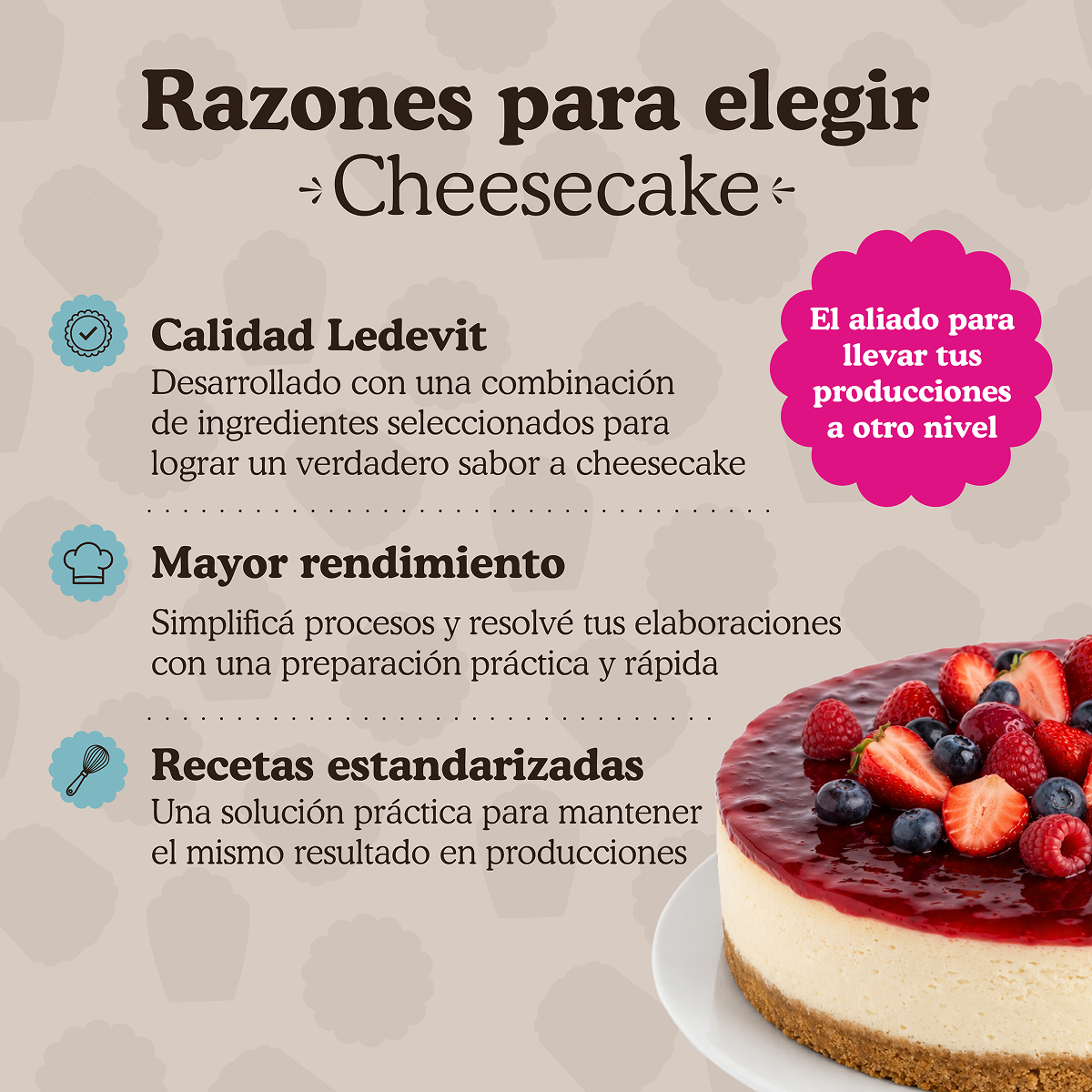Polvo para preparar Cheesecake Ledevit  x 900g | Caja x6U imagen 6