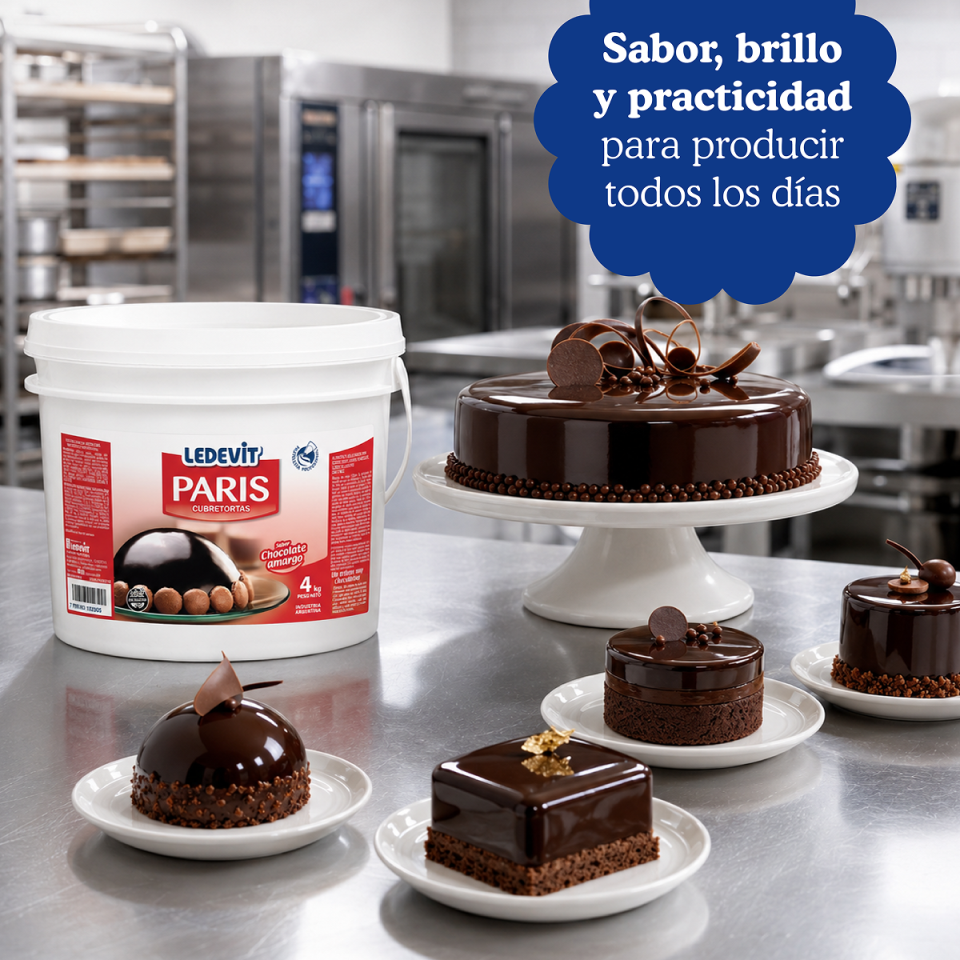 Cubretortas Paris Ledevit sabor chocolate amargo x 4Kg | Caja x2U imagen secundaria