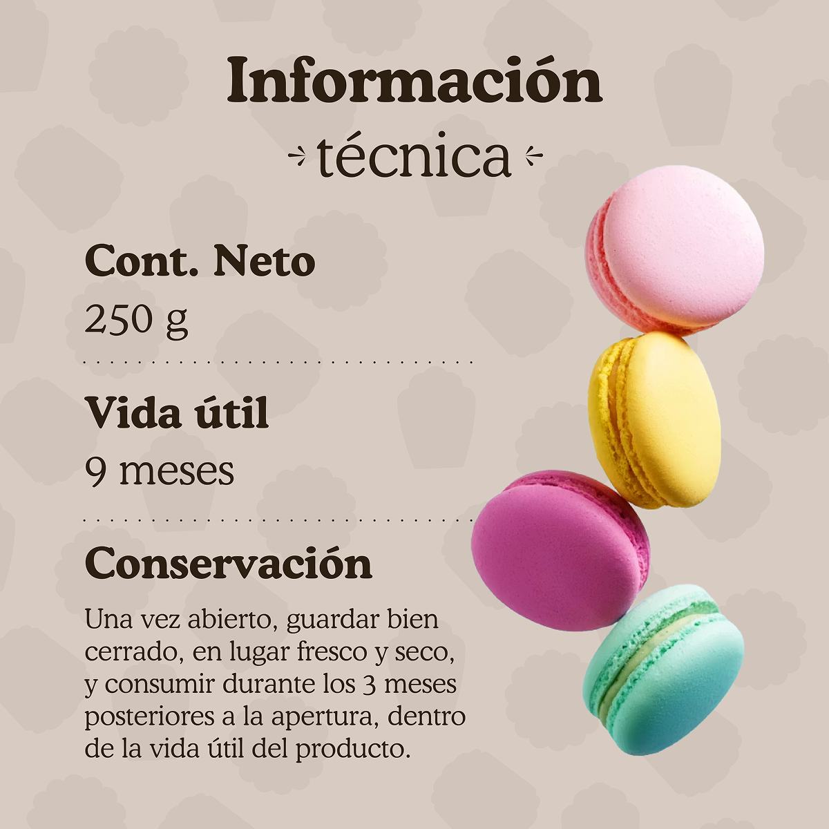 Premezcla para preparar Macarons Ledevit x 250g imagen 7