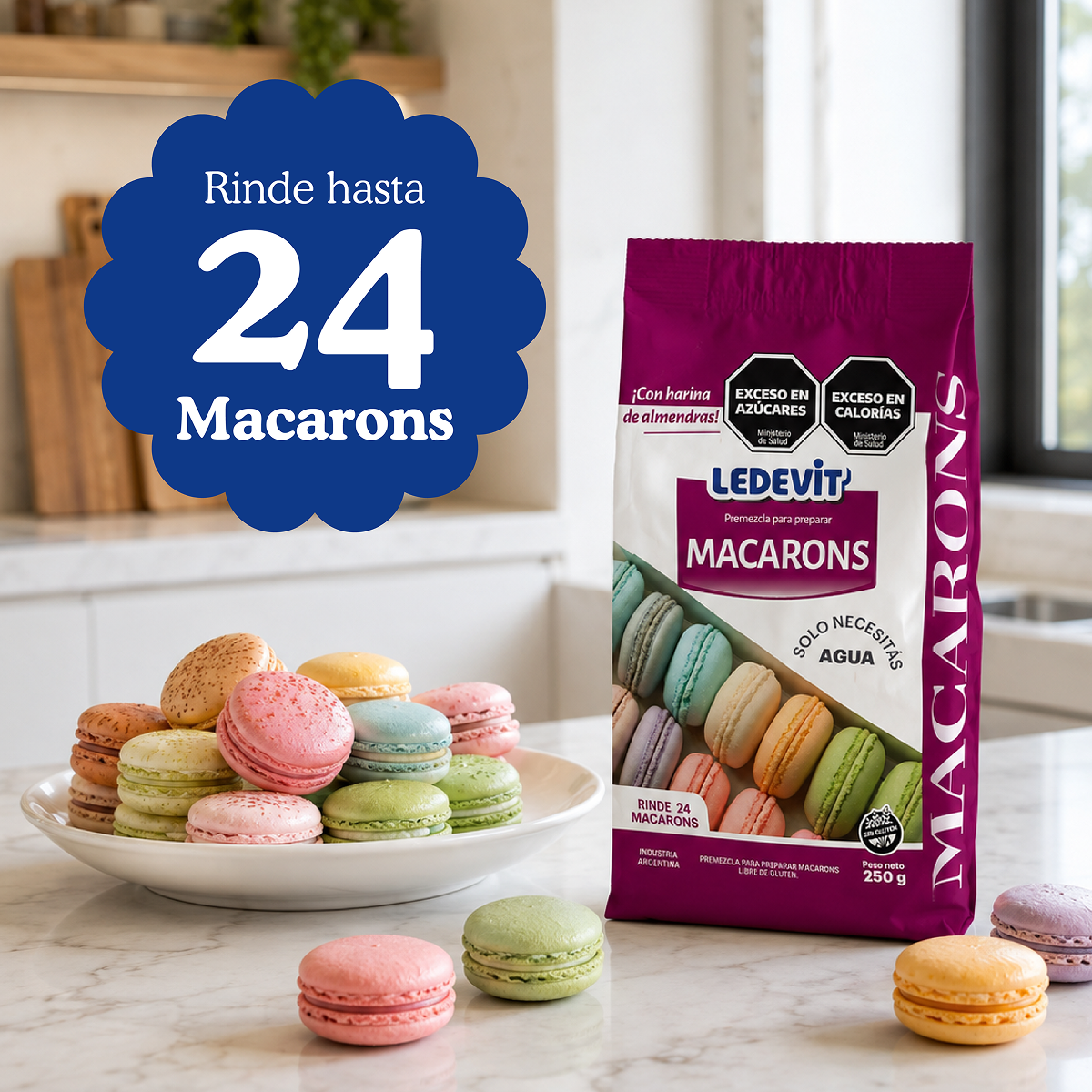 Premezcla para preparar Macarons Ledevit x 250g imagen 2