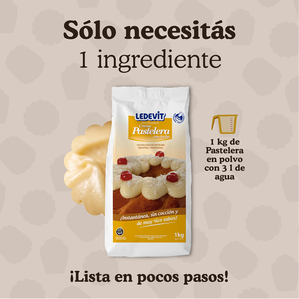 Polvo para preparar Crema Pastelera Ledevit x 1Kg imagen secundaria