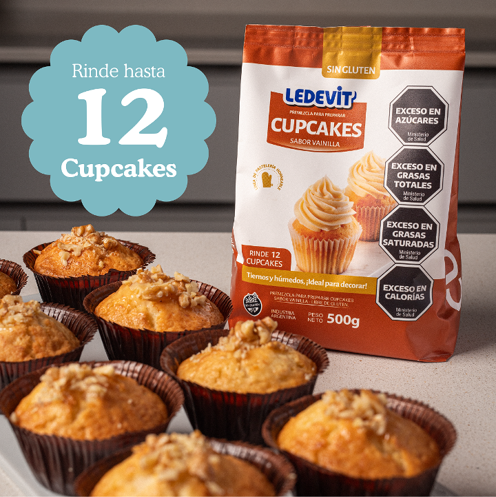 Premezcla para preparar Cupcakes de Vainilla Ledevit x 500g | Caja x12U imagen secundaria