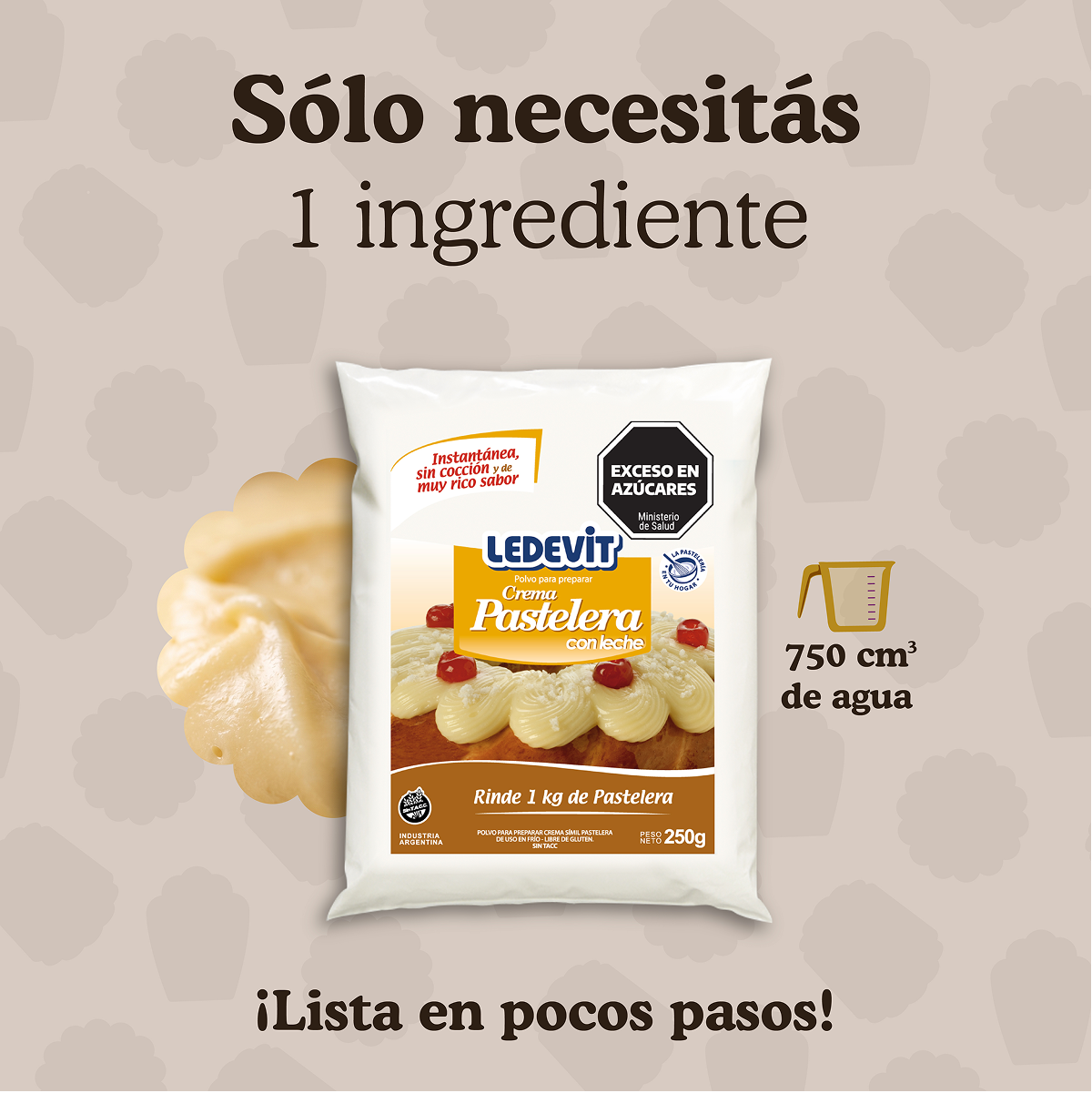 Polvo para preparar Crema Pastelera Ledevit x 250g imagen 3