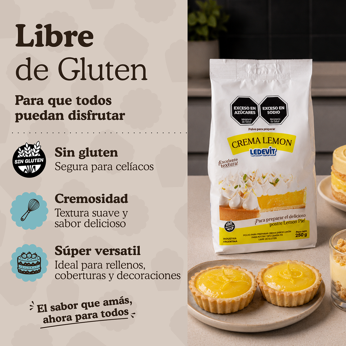 Polvo para preparar Crema Lemon Ledevit x 250g | Caja x10U imagen 5