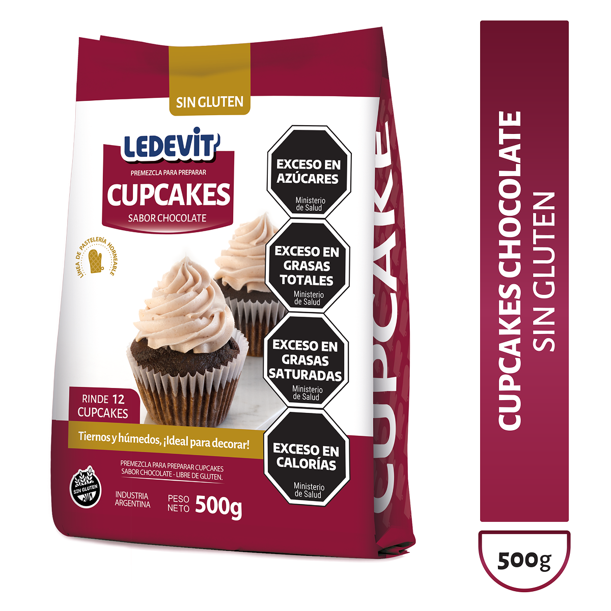 Premezcla para preparar Cupcakes de Chocolate Ledevit x 500g imagen principal