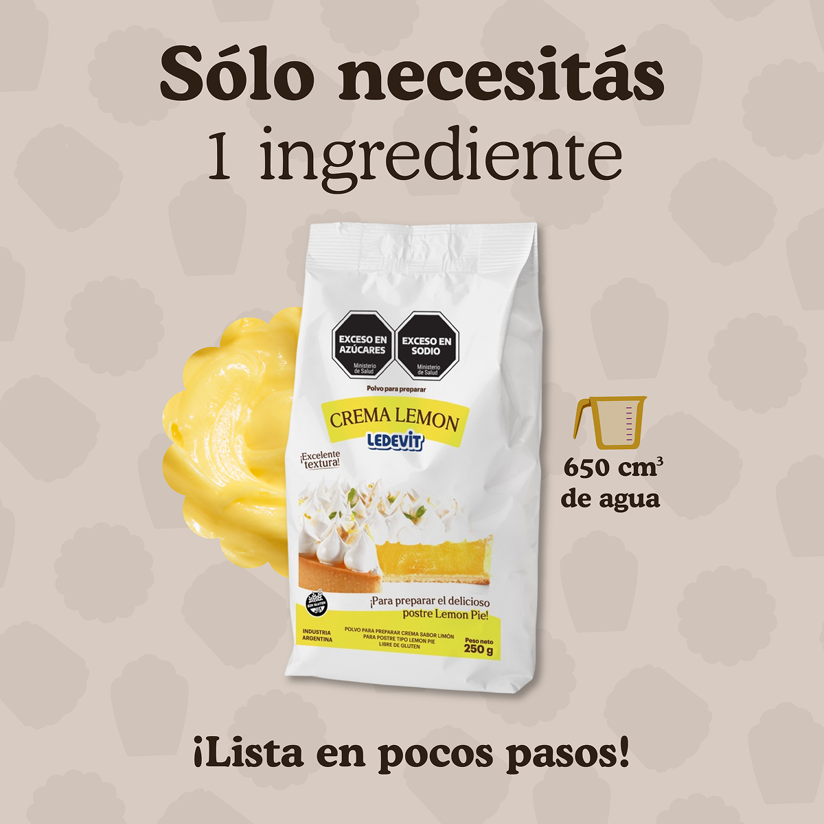 Polvo para preparar Crema Lemon Ledevit x 250g | Caja x10U imagen 3