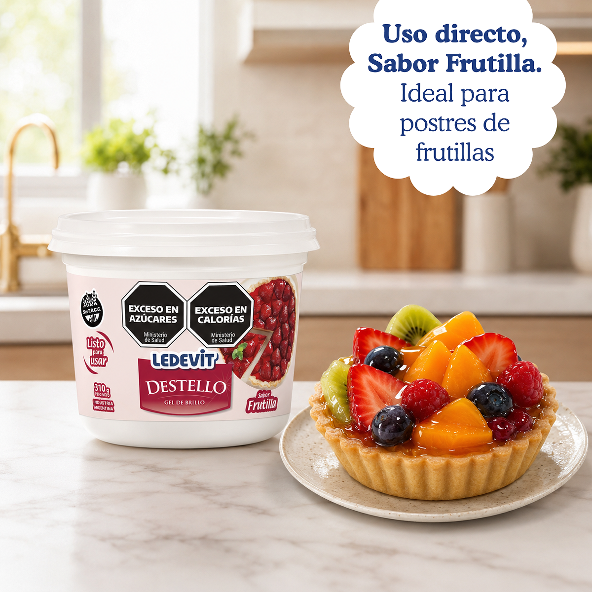 Destello Gel de Brillo Ledevit Sabor Frutilla x 310g | Caja x16U imagen secundaria