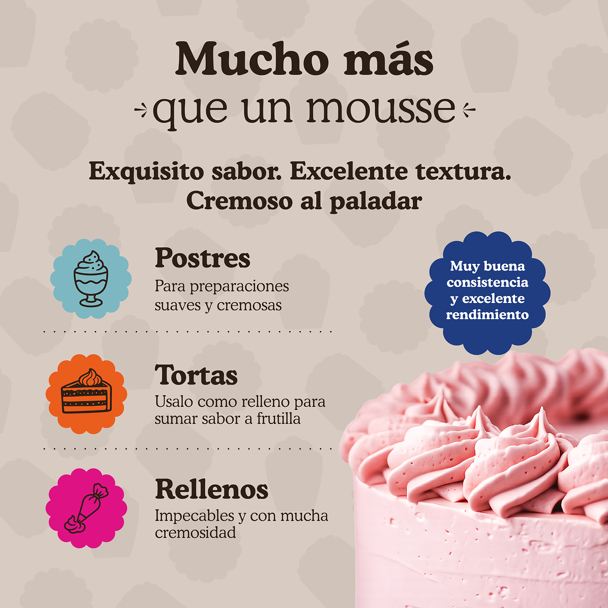 Polvo para preparar Mousse de frutilla Ledevit x 1Kg | Caja x6U imagen 3