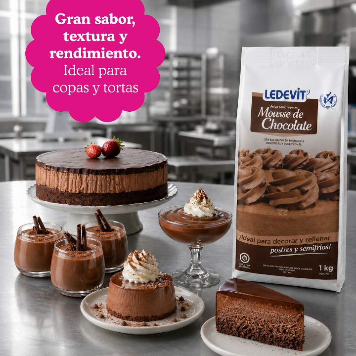 Polvo para preparar Mousse de chocolate Ledevit  x 1Kg imagen secundaria
