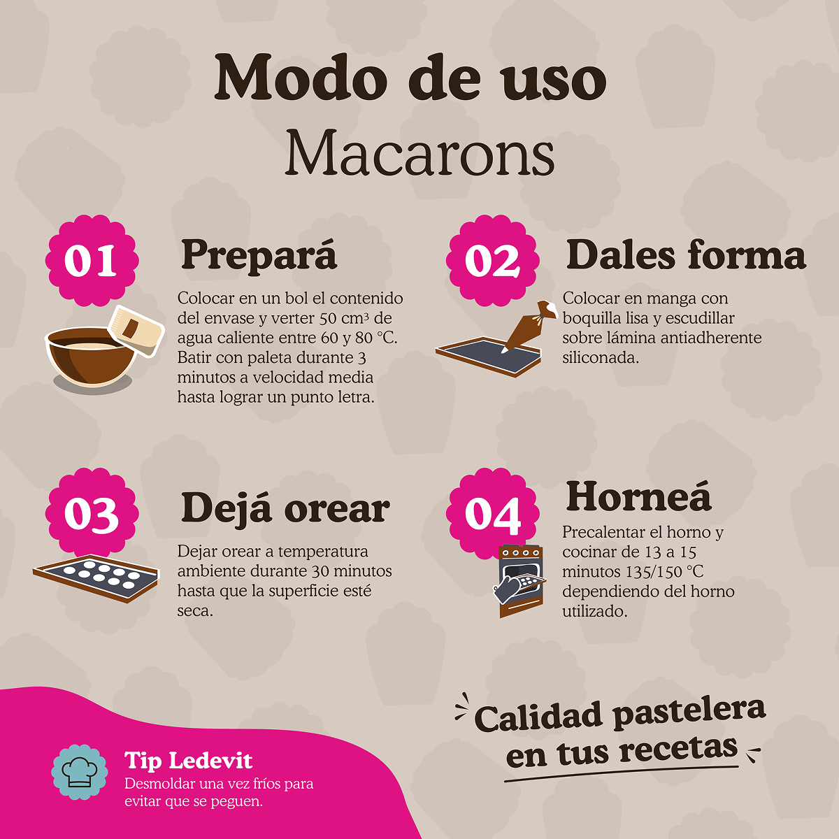 Premezcla para preparar Macarons Ledevit x 250g | Caja x10U imagen 9