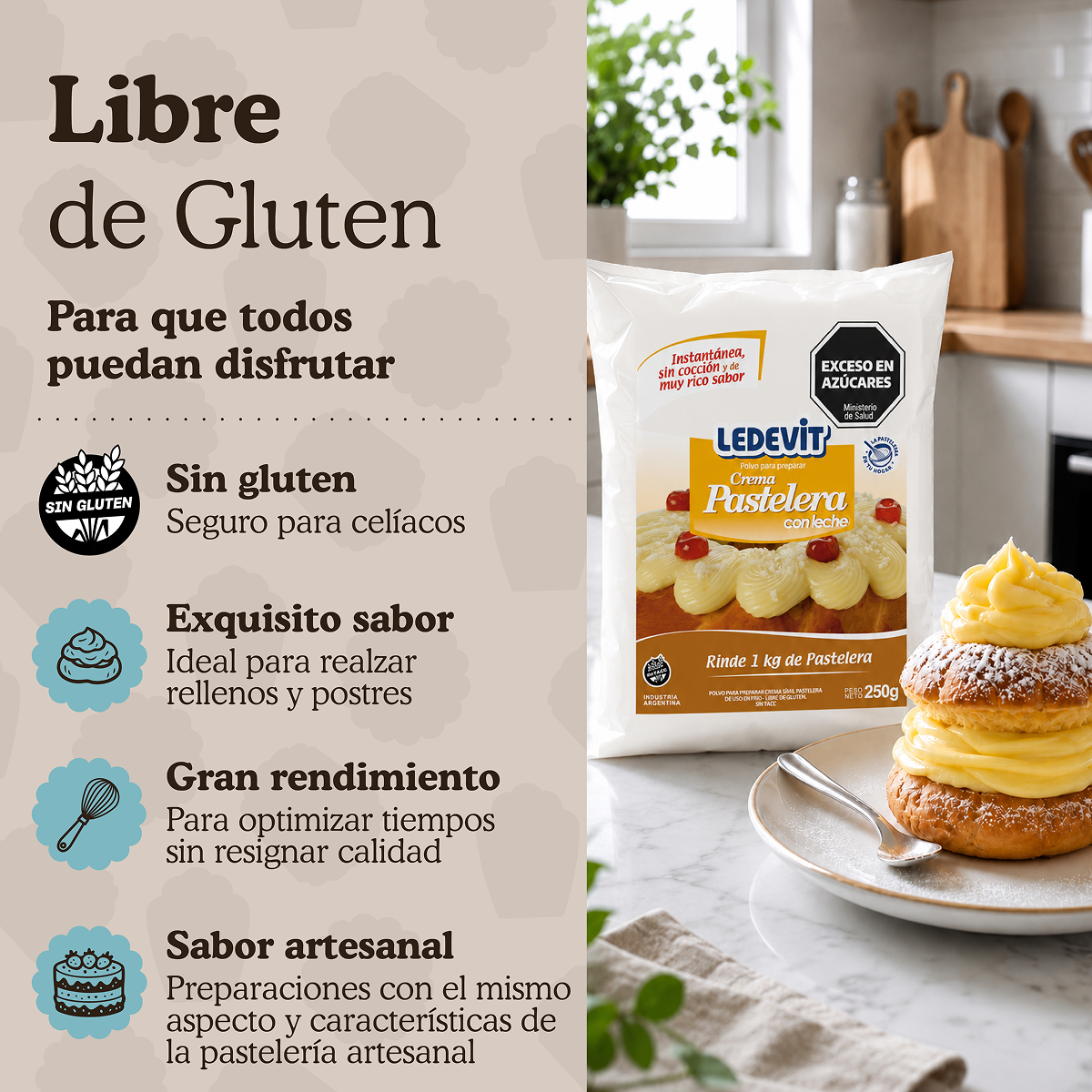 Polvo para preparar Crema Pastelera Ledevit x 250g imagen 5