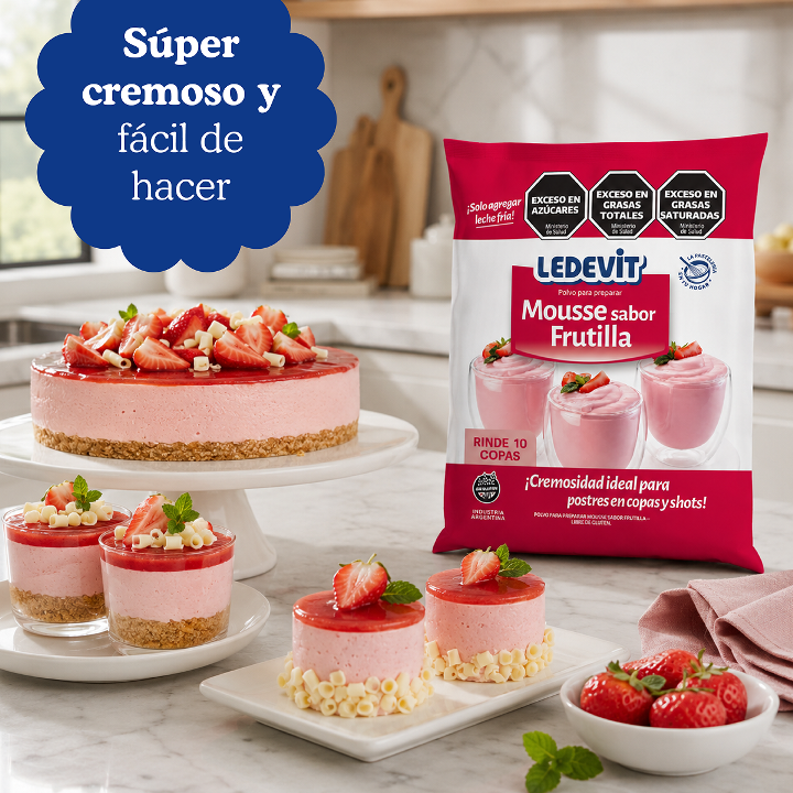 Polvo para preparar Mousse de frutilla Ledevit  x 250g imagen secundaria