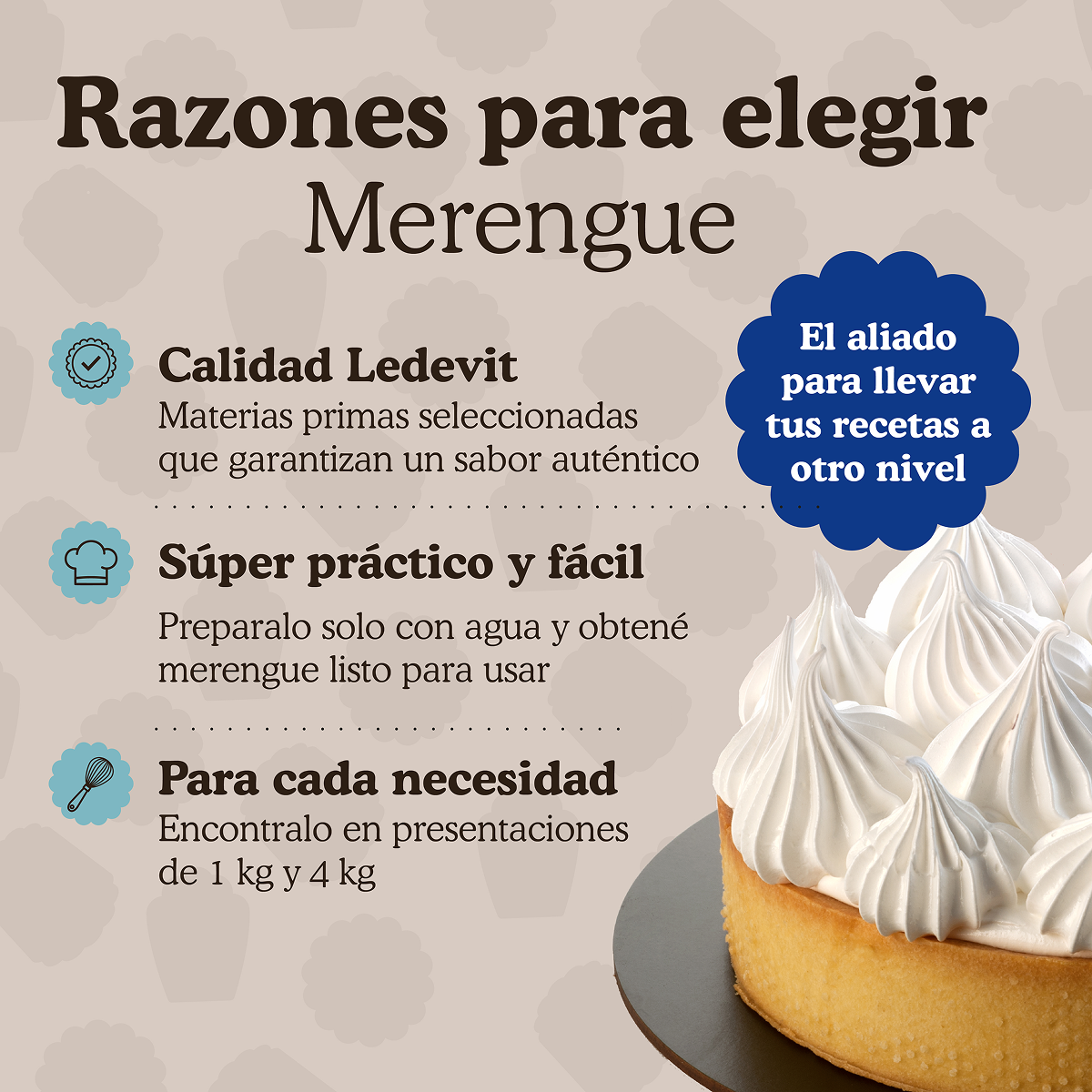Polvo para preparar Merengue Ledevit x 250g | Caja x12U imagen 6
