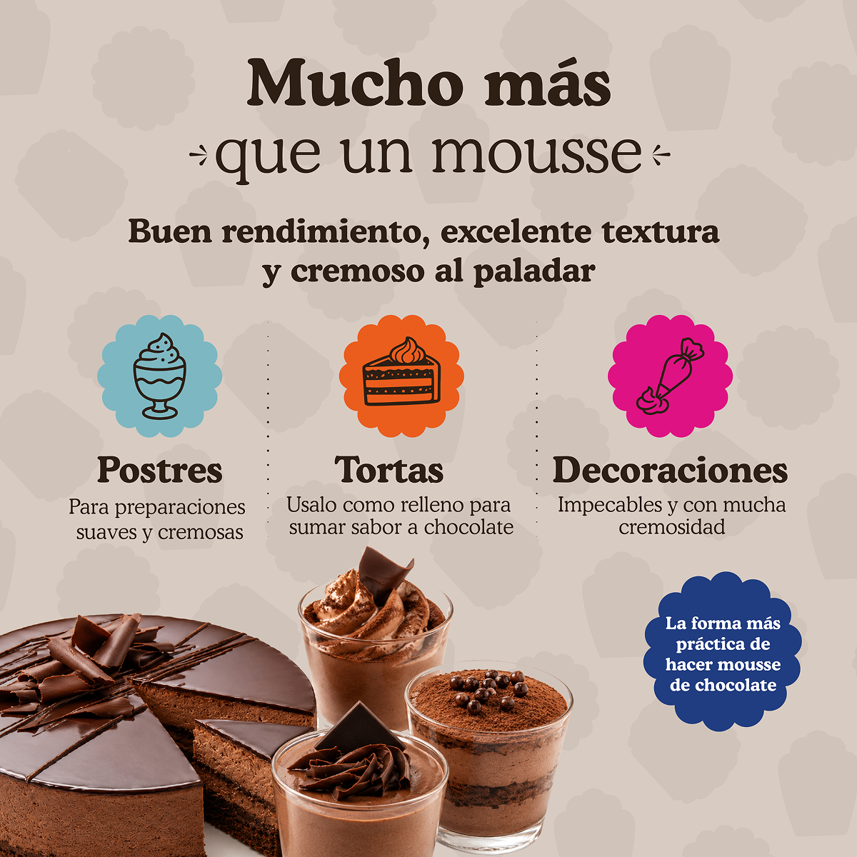 Polvo para preparar Mousse de chocolate Ledevit x 1Kg | Caja x6U imagen 4