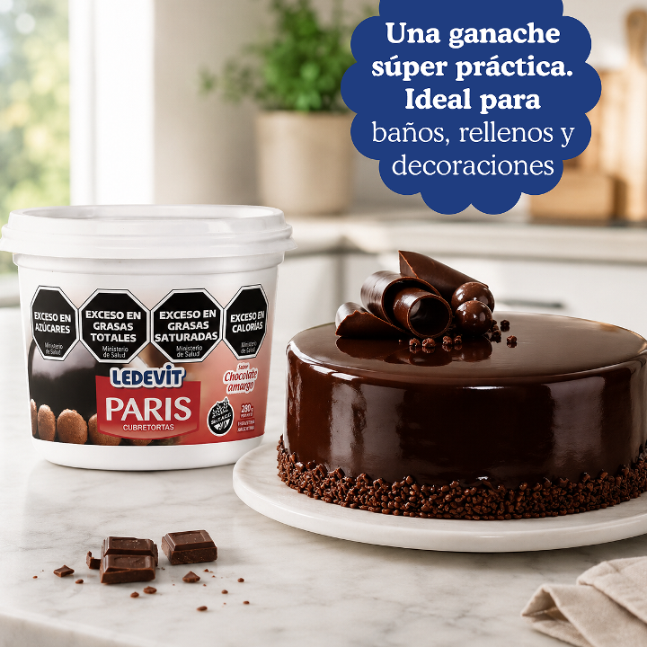 Cubretortas Paris Ledevit sabor chocolate amargo x 280g | Caja x16U imagen secundaria